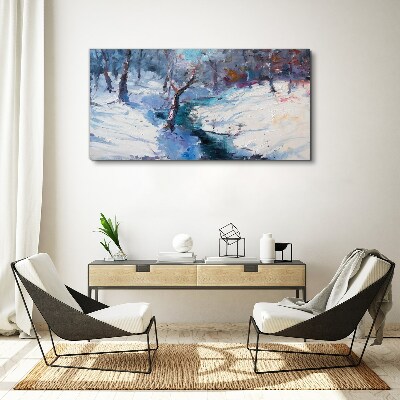 Obraz Canvas Zimný lesné maľovanie