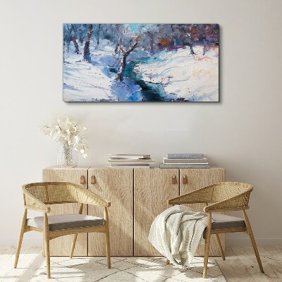Obraz Canvas Zimný lesné maľovanie