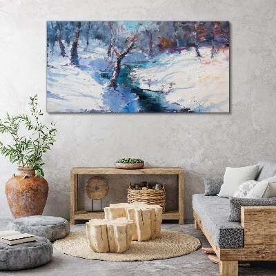 Obraz Canvas Zimná krajina s riekou