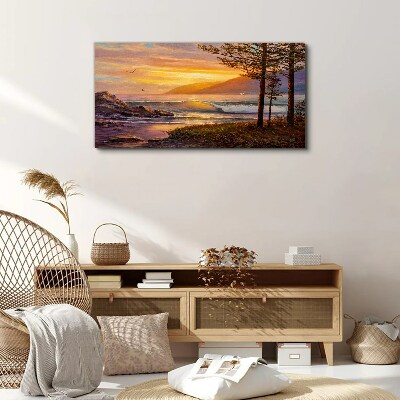 Obraz canvas Stromy vlny západu slnka