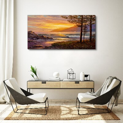 Obraz canvas Stromy vlny západu slnka