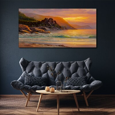 Obraz canvas More západ slnka stromy