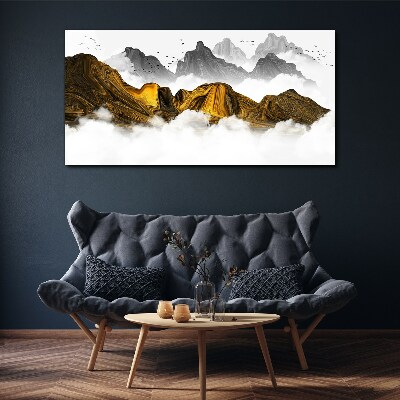 Obraz canvas Zlaté hory v oblakoch