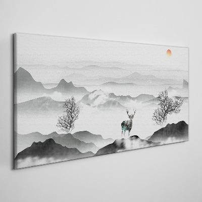 Obraz canvas Pokojná krajina s jeleňmi