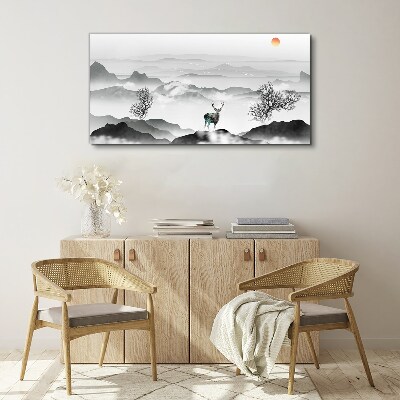 Obraz canvas Pokojná krajina s jeleňmi