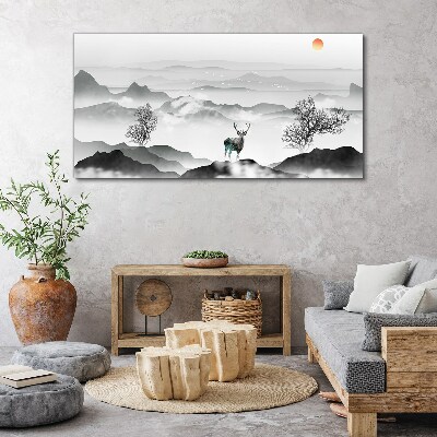 Obraz canvas Pokojná krajina s jeleňmi