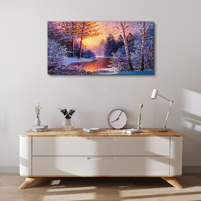 Obraz canvas Zimný súmrak nad riekou