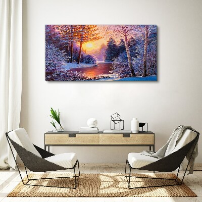 Obraz canvas Zimný súmrak nad riekou