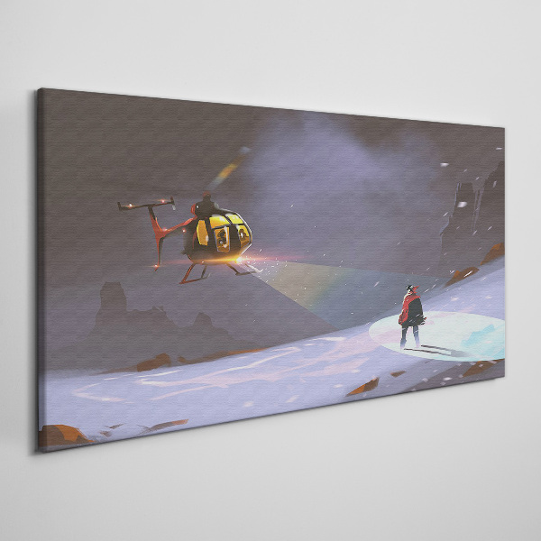 Obraz canvas Hory snehová helikoptéra