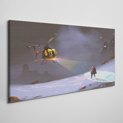 Obraz canvas Vrtuľník v horskej krajine
