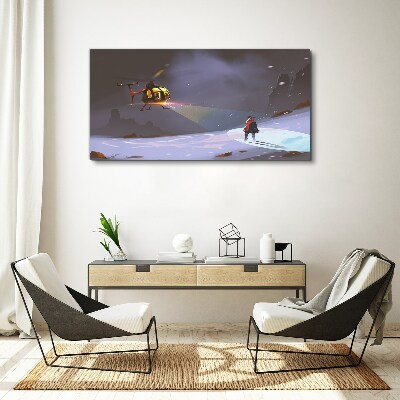 Obraz canvas Vrtuľník v horskej krajine