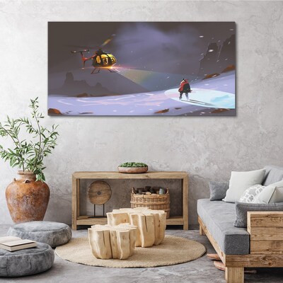 Obraz canvas Vrtuľník v horskej krajine