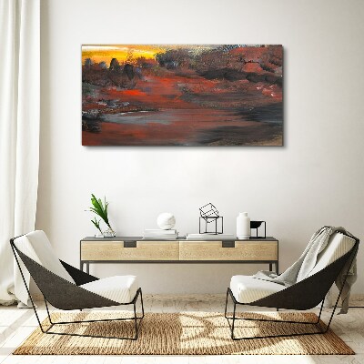 Obraz Canvas Západ slnka nad sopečnou krajinou
