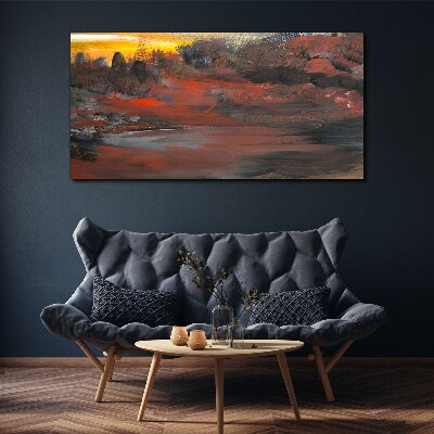 Obraz Canvas Západ slnka nad sopečnou krajinou