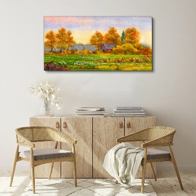 Obraz Canvas Jesenné maľba dediny