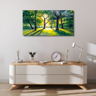 Obraz canvas Zlaté lúče v lesnom háji