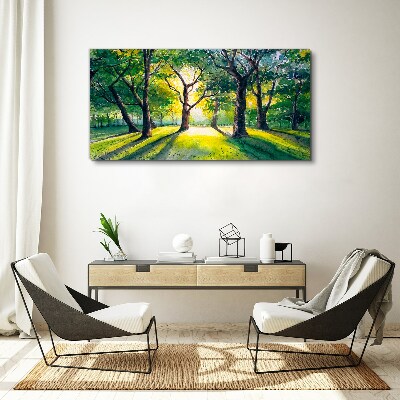 Obraz canvas Zlaté lúče v lesnom háji