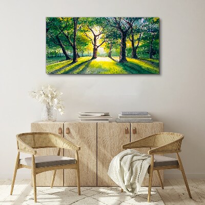 Obraz canvas Zlaté lúče v lesnom háji