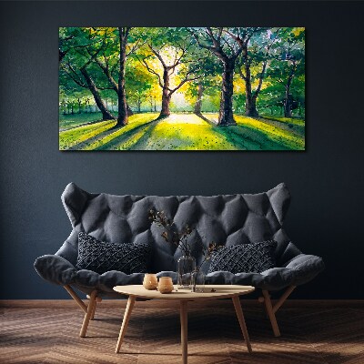 Obraz canvas Zlaté lúče v lesnom háji