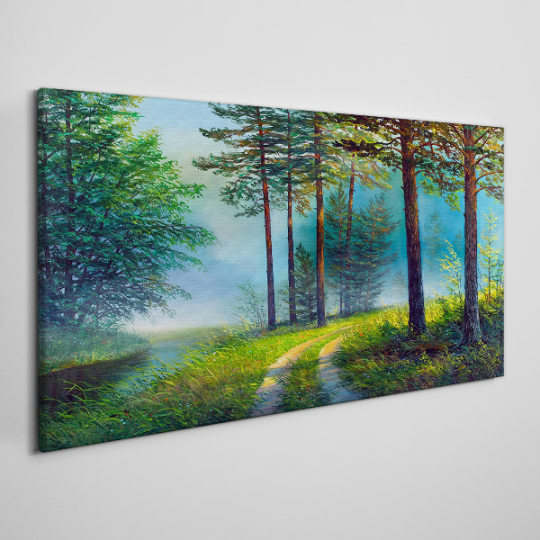Obraz Canvas Lesná cesta v rannej hmle