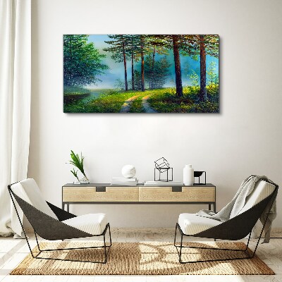 Obraz Canvas Lesná cesta v rannej hmle
