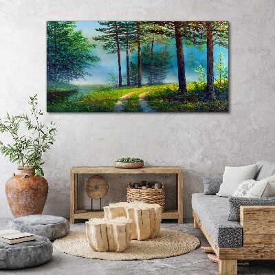 Obraz Canvas Lesná cesta v rannej hmle