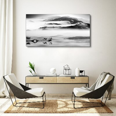 Obraz canvas Zahmlená horská panoráma