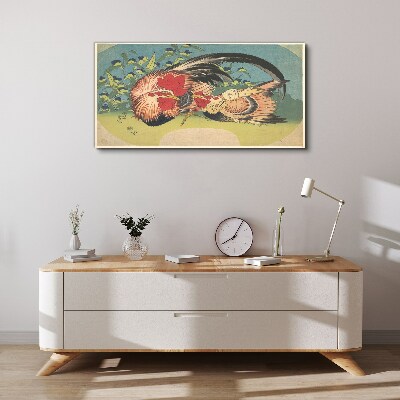 Obraz Canvas Kohút a kura v záhrade