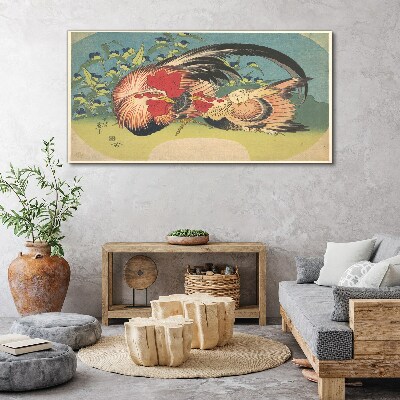Obraz Canvas Kohút a kura v záhrade