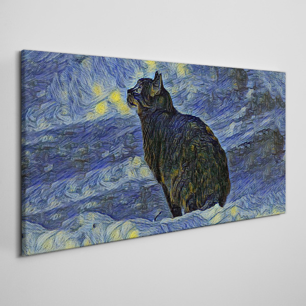 Obraz canvas Mačka na nočnej oblohe