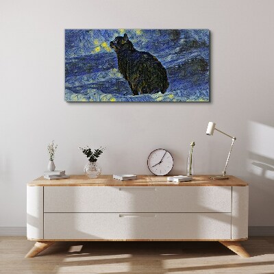Obraz canvas Mačka na nočnej oblohe