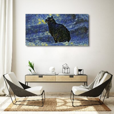 Obraz canvas Mačka na nočnej oblohe