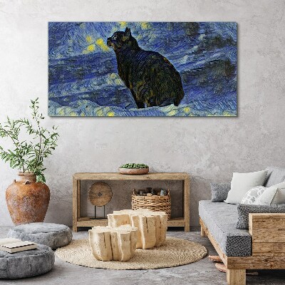 Obraz canvas Mačka na nočnej oblohe