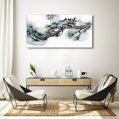Obraz canvas Pokojná vetva s vtákmi