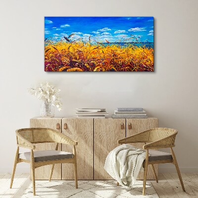 Obraz canvas Lúka pšeničná obloha