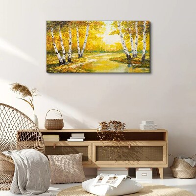 Obraz Canvas maľovanie lesných stromov