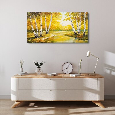 Obraz Canvas Zlatá jeseň medzi brezami