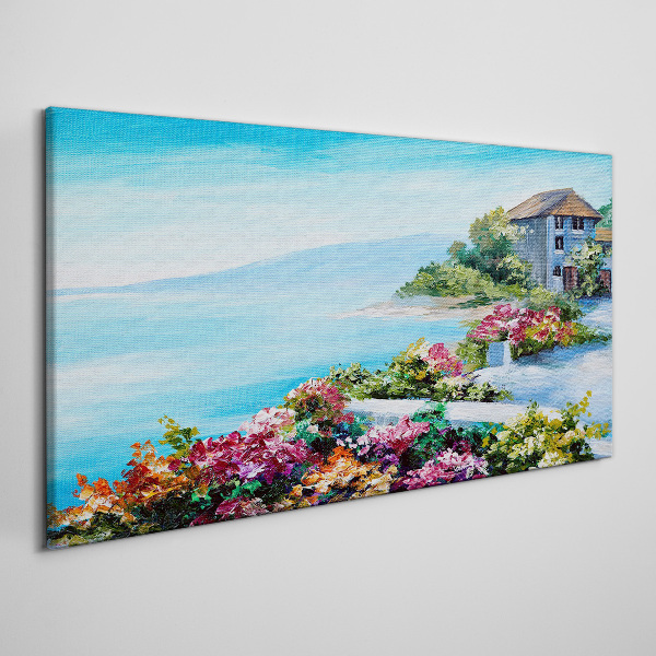 Obraz Canvas Prímorská krajina s kvetmi