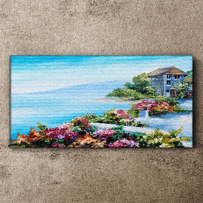 Obraz Canvas Prímorská krajina s kvetmi