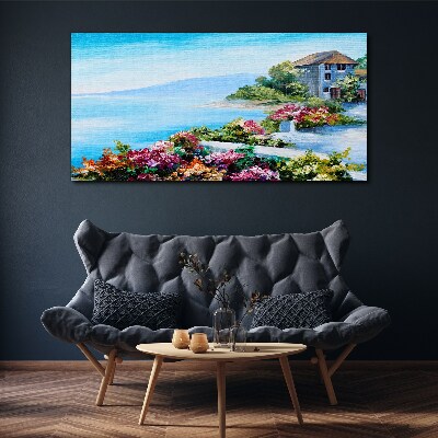 Obraz Canvas Prímorská krajina s kvetmi