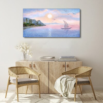 Obraz Canvas Aquarelle Boat Sea