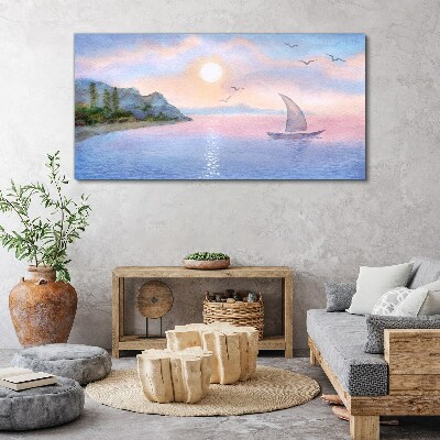 Obraz Canvas Aquarelle Boat Sea