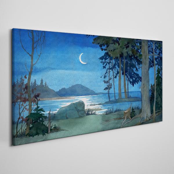 Obraz Canvas Maľovanie lesné morská noc