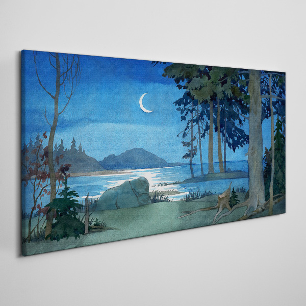 Obraz Canvas Nočná krajina nad vodou
