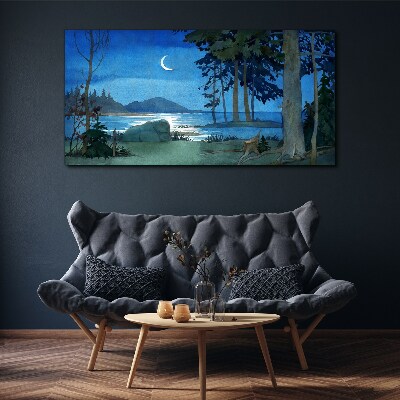 Obraz Canvas Nočná krajina nad vodou