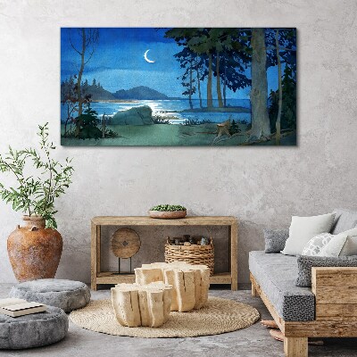 Obraz Canvas Nočná krajina nad vodou