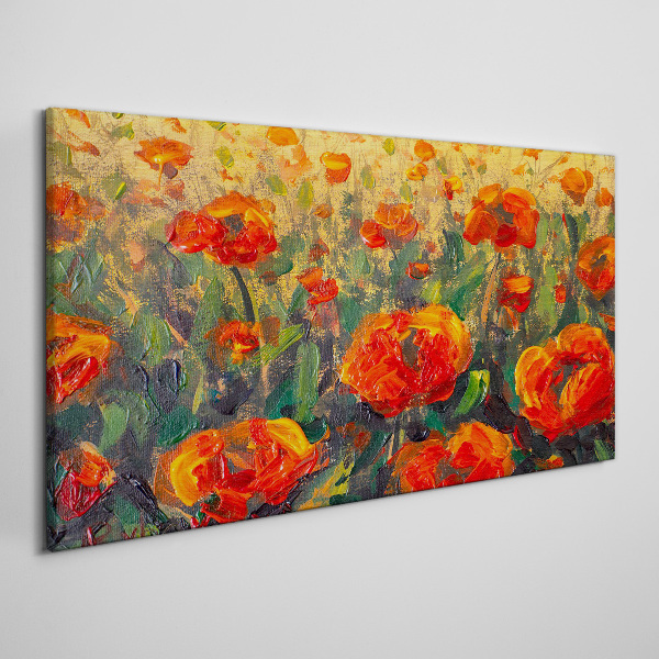 Obraz canvas Kvetinová lúka v odtieňoch oranžovej