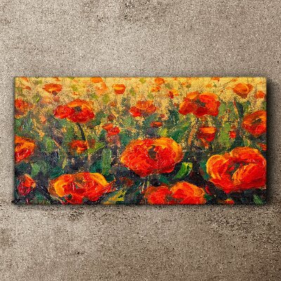 Obraz canvas Kvetinová lúka v odtieňoch oranžovej