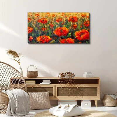 Obraz canvas Kvetinová lúka v odtieňoch oranžovej