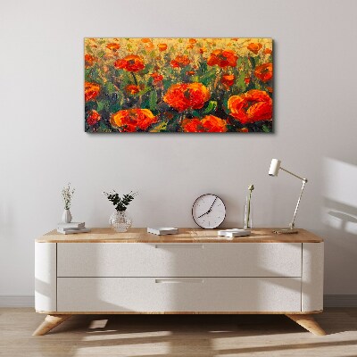 Obraz canvas Kvetinová lúka v odtieňoch oranžovej